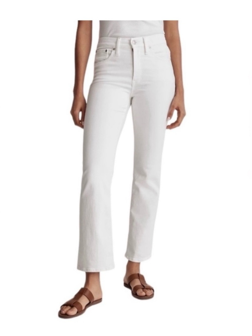 MADEWELL Sz 29 Petite White Mid-Rise Kick Out Jeans Size 29P Like New